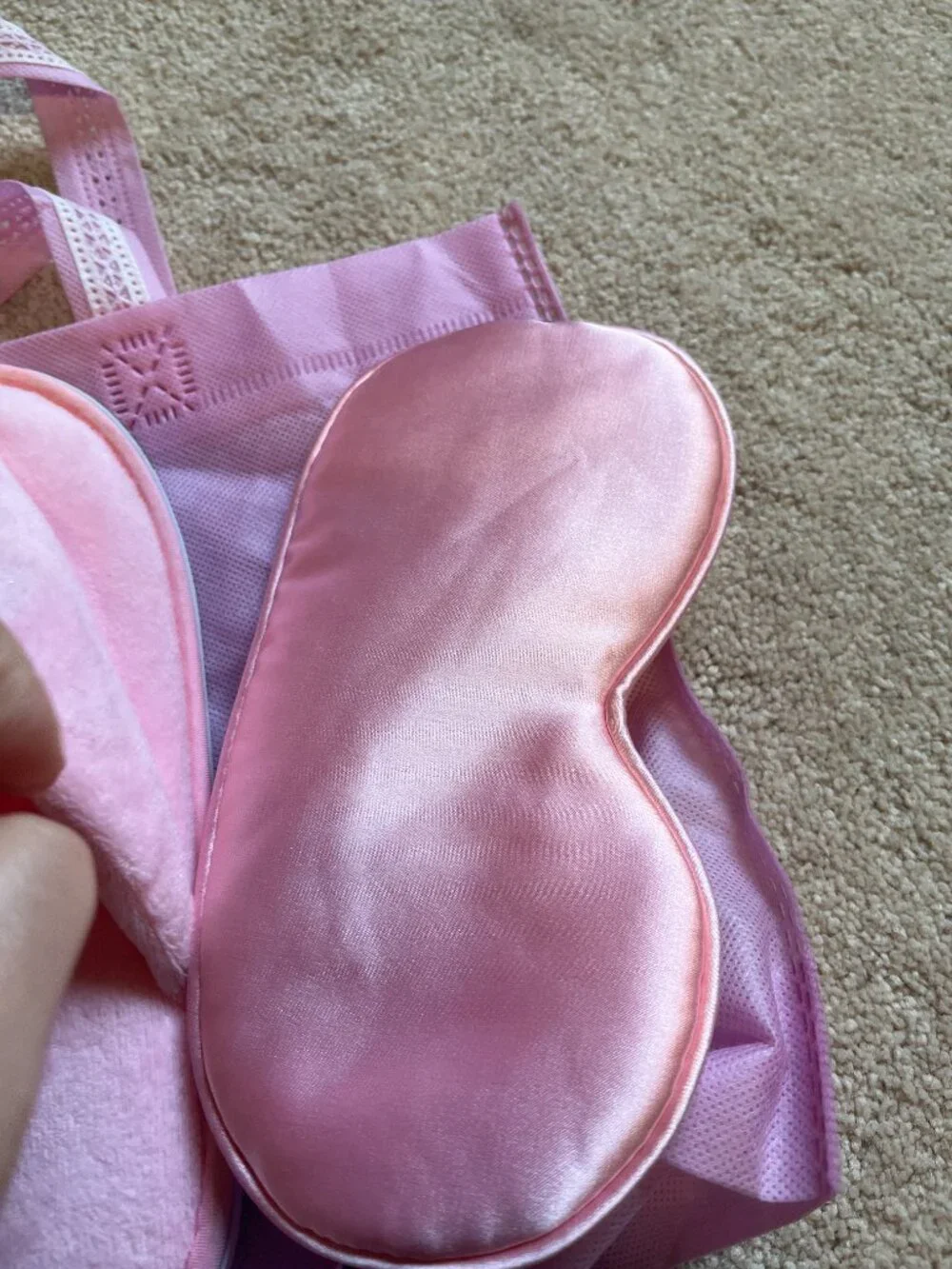 Pink Kids Spa Set (Slippers Sleep Mask and Pink Bag)